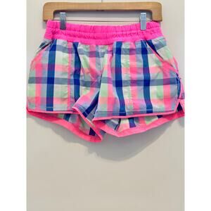 Lululemon Shake & Break Athletic Shorts – Pop Plaid Multi / Zing Pink Light Sz 8